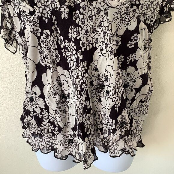 Rogue Romantic Y2K Whimsigoth Witchy Fairy Grunge Floral Ruffle Blouse Medium - Picture 4 of 14